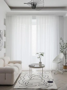 Rèm Sheer một tấm chắc chắn - trắng - Xem 6