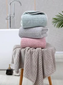 1入組條紋圖案毛巾 - 粉色 - 查看 6