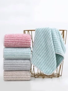 1pc Striped Pattern Bath Towel, Modern Microfiber Bath Towel For Home - Dusty Purple - View 9