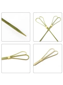 100PCS 12cm 4.7inch Heart Shaped Cocktail Picks Bamboo Picks Skewers Toothpicks Sticks Appetizers Sandwich Fruit Picks - Green - View 4