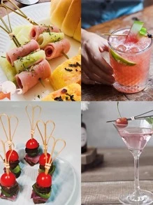 100PCS 12cm 4.7inch Heart Shaped Cocktail Picks Bamboo Picks Skewers Toothpicks Sticks Appetizers Sandwich Fruit Picks - Green - View 5