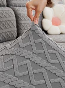 1入組幾何提花有彈性沙發座套 - 深灰色 - 查看 8