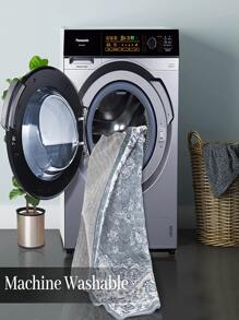 Vintage Print Area Rug For Living Room Bedroom, Machine Washable Stain Resistant Low-Pile Non-Slip Distressed Rug Carpet - Blue - View 5