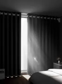 Rèm cản sáng một bảng màu trơn, Rèm cản sáng một bảng polyester cho phòng ngủ và phòng khách, tất cả các mùa - Xám - Xem 2