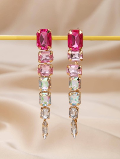 زوج أقراط مرصعة بالراين للنساء للزينة اليومية