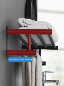 1pc Stainless Steel Towel Bar - Black - View 4