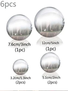 6 piezas Adorno de jardín de acero inoxidable con diseño de bola - Plateado - Ver 4