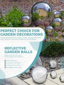 6 piezas Adorno de jardín de acero inoxidable con diseño de bola - Plateado - Ver 7