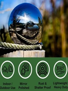 6 piezas Adorno de jardín de acero inoxidable con diseño de bola - Plateado - Ver 3