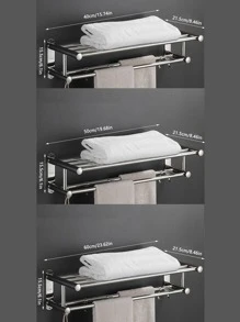 1pc Stainless Steel Towel Bar - Black - View 10