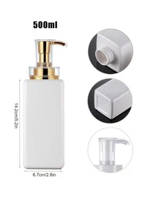 Bình đựng dầu gội và dầu xả 500ml/16.9oz, bình đựng xà phòng vuông để bàn trong phòng tắm, màu trắng. - trắng - Xem 2