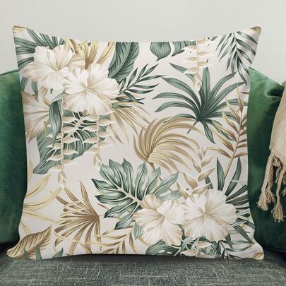 1pc Elegant Leaf Flower Pillowcase
