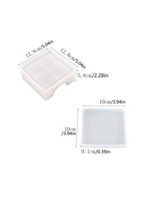 Hộp lưu trữ 2 cái & Thiết kế đế lót khuôn tự làm bằng silicon - trắng - Xem 7