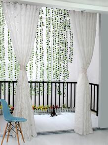 素色單面板透明窗簾極簡主義滌綸鏤空濾光隱私透明窗簾適用於客廳和臥室 - 白色 - 查看 6