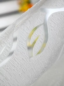 素色單面板透明窗簾極簡主義滌綸鏤空濾光隱私透明窗簾適用於客廳和臥室 - 白色 - 查看 7