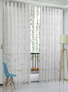 素色單面板透明窗簾極簡主義滌綸鏤空濾光隱私透明窗簾適用於客廳和臥室 - 白色 - 查看 1