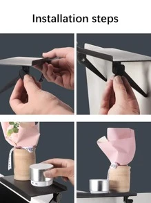 1pc Foldable Computer Monitor Storage Rack - Black - View 3