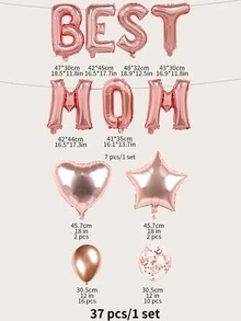 37入组/套現代字母設計裝飾氣球母親節 - 玫瑰金 - 查看 3