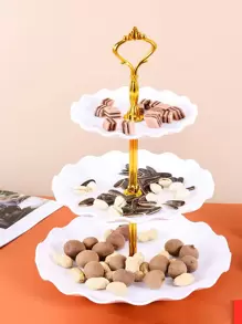 4pcs Plastic Cake Stand (3 Cake Stands And 1 Accessory), Multilayer European Style Cake Display For Daily Use At Home - White - View 5