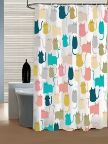1 Họa Tiết Mèo Hoạt Hình Màn Tắm, Polyester Hiện Đại Chống Thấm Nước Tắm Lót Cho Phòng Tắm - Nhiều màu - Xem 1