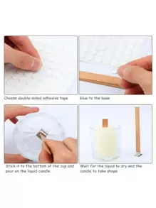 10pcs Wooden Candle Wicks For Diy Aromatherapy Candles With Base,Room Decor,Gifts Birthday Graduation - Brown - View 3