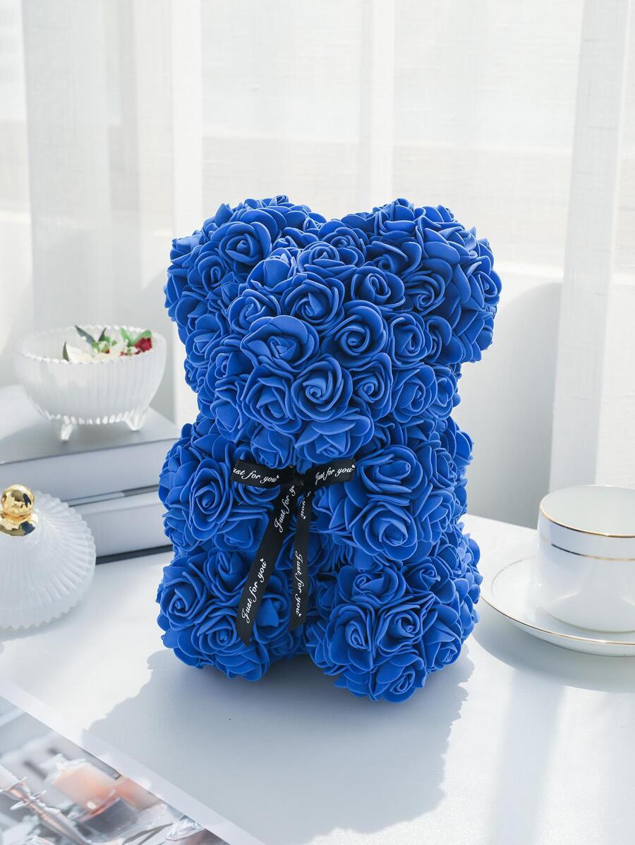 1入組PE人造花現代熊形人造花適合家庭、派對 - 藍色 - 查看 1