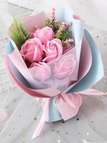 10pcs Gift Wrapping Paper, Minimalist Plain Flower Wrapping Paper For Home - Pink - View 4