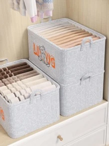 1 Hộp đựng quần áo họa tiết gấu hoạt hình (Mẫu vải nền ngẫu nhiên, Kích thước nhỏ không có tranh gấu và dây rút) - trắng - Xem 8