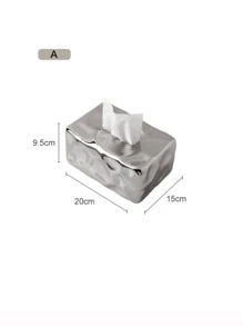 1入組陶瓷製品紙巾收納現代紋理質感細節紙巾盒 - 銀色 - 查看 6