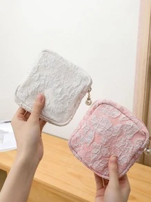 1入組花細節衛生巾收納現代滌綸衛生巾收納袋 - 白色 - 查看 4