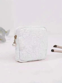 1入組花細節衛生巾收納現代滌綸衛生巾收納袋 - 白色 - 查看 1