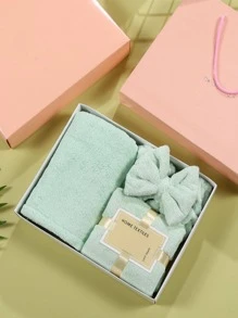 3入組素色面巾和頭巾和發巾家用極簡布巾和頭巾套裝 - 粉色 - 查看 2