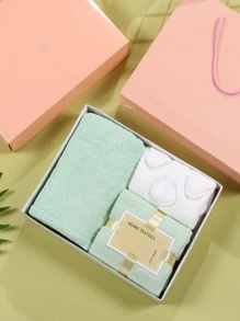 3入組素色面巾和頭巾和發巾家用極簡布巾和頭巾套裝 - 粉色 - 查看 2