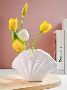 1个欧洲简约树脂贝壳花瓶，适合家居装饰，可用于家庭、餐厅、婚礼装饰、工艺品装饰等。 - 白色 - 查看 2