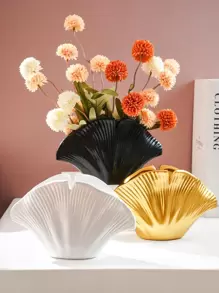 1个欧洲简约树脂贝壳花瓶，适合家居装饰，可用于家庭、餐厅、婚礼装饰、工艺品装饰等。 - 白色 - 查看 3