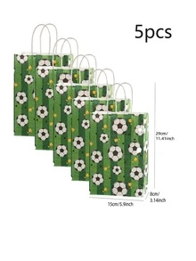 5 piezas Bolsa de regalo fútbol regalo papel para casa - Verde - Ver 3