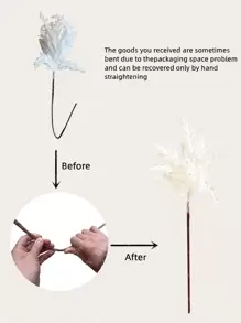 1 planta de plástico Artificial, hoja Artificial de plástico blanco, rama de planta de imitación para decoración del hogar - Blanco - Ver 5