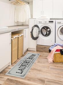 1入組滌綸浴室地毯現代主義標語圖形吸水防滑浴室墊 - 淺灰色 - 查看 6