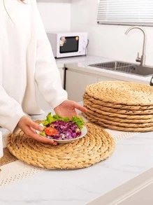 1入組編織圓形現代滌綸防滑桌墊