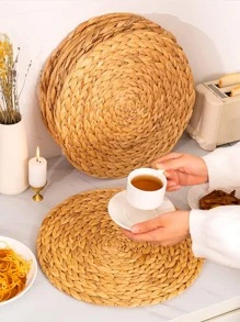 1入組編織圓形現代滌綸防滑桌墊