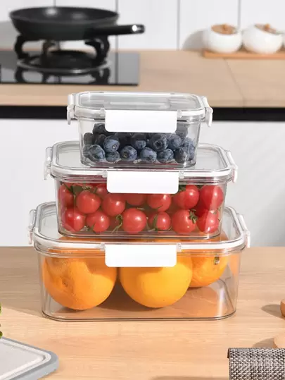 1PC Office Bento Box, Plastic Lunch Box, Lunch Box, Suitable For Adults, Refrigerator Dedicated Storage And Preservation Box, Sealed Box With Lid, Dumpling Box, Vegetable Food Can, Suitable For Work And Travel Christmas Gift