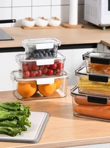 1PC Office Bento Box, Plastic Lunch Box, Lunch Box, Suitable For Adults, Refrigerator Dedicated Storage And Preservation Box, Sealed Box With Lid, Dumpling Box, Vegetable Food Can, Suitable For Work And Travel Christmas Gift - White - View 6