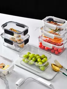 1PC Office Bento Box, Plastic Lunch Box, Lunch Box, Suitable For Adults, Refrigerator Dedicated Storage And Preservation Box, Sealed Box With Lid, Dumpling Box, Vegetable Food Can, Suitable For Work And Travel Christmas Gift - White - View 7