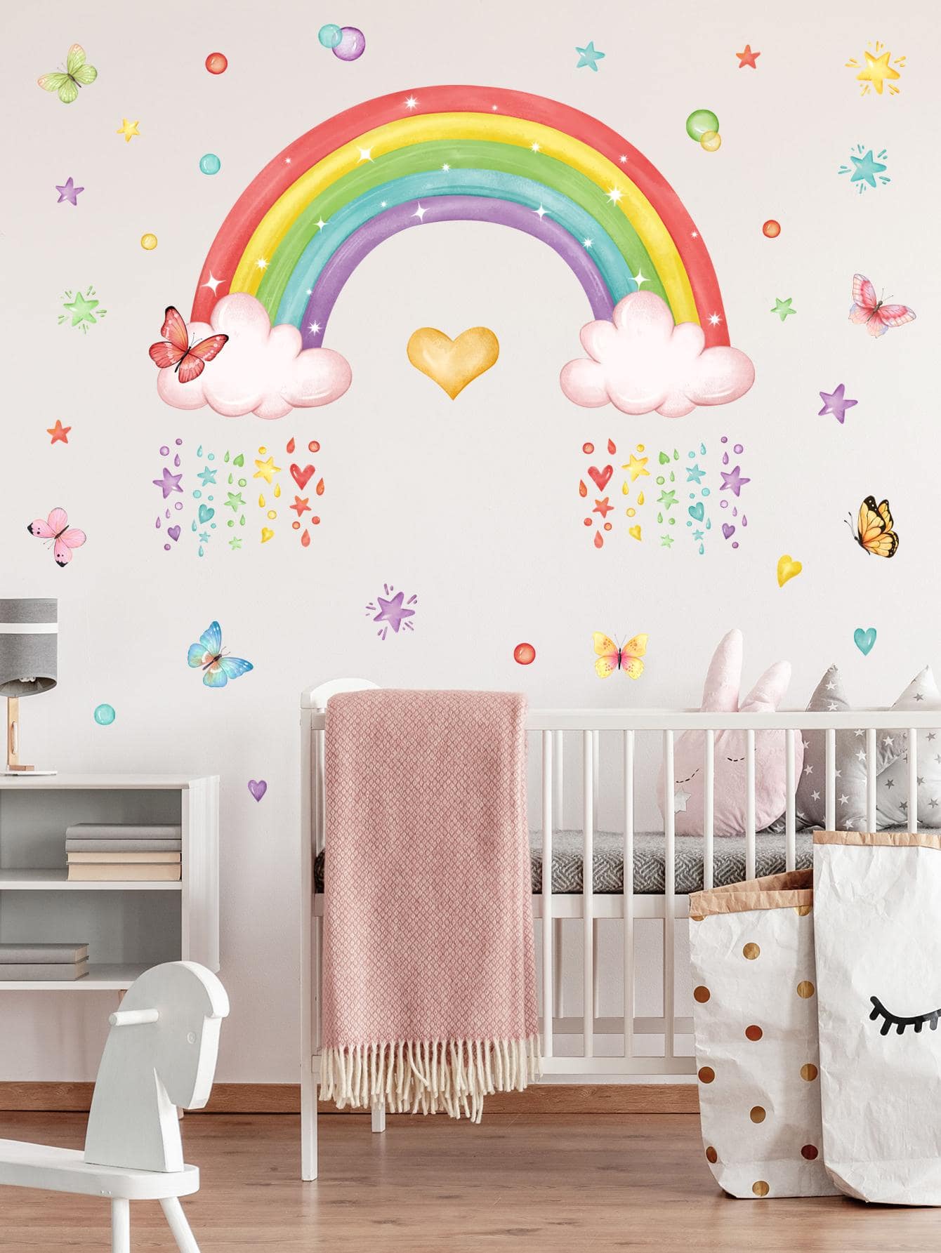 1pc PVC Wall Sticker, Modern Rainbow & Butterfly Pattern Wall Sticker For Home - Multicolor - View 1