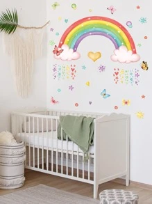 1pc PVC Wall Sticker, Modern Rainbow & Butterfly Pattern Wall Sticker For Home - Multicolor - View 3