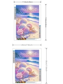 1套ABS DIY無框鑽石畫現代貝殼和花卉圖案DIY無框鑽石畫用於家居裝飾禮品 - 彩色 - 查看 3