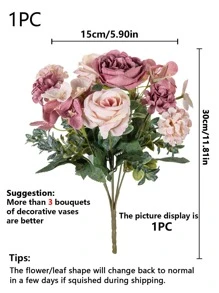 1 pieza / 3 piezas Peonías artificiales, ramos de rosas, botones de flores, ramo de hortensias, bolas bordadas para el Día de San Valentín, flores surtidas, fiestas de cumpleaños, reuniones, cestas de flores para bodas, ramo de novia, decoración del hogar, comedor, dormitorio, alféizar de la ventana, decoraciones de jarrón, decoraciones de Día de San Valentín y Año Nuevo, jardines al aire libre, inicio de temporada escolar, Día de San Valentín, regalo