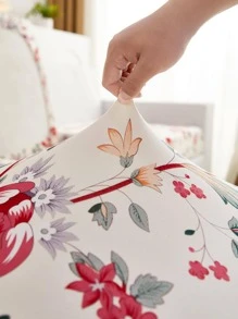 1pc Flower Pattern Sofa Cushion Cover, Modern Polyester Sofa Cushion Cover For Home - Red and White - View 5