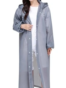 1 áo mưa trùm đầu dây rút chắc chắn - Xám - Xem 5