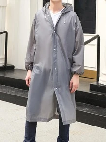 1 áo mưa trùm đầu dây rút chắc chắn - Xám - Xem 2